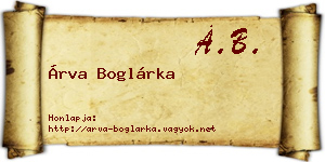 Árva Boglárka névjegykártya