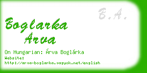 boglarka arva business card